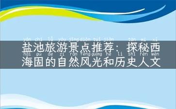 盐池旅游景点推荐：探秘西海固的自然风光和历史人文