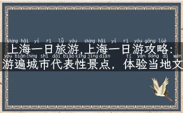 上海一日旅游,上海一日游攻略：游遍城市代表性景点，体验当地文化！