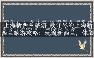 上海新西兰旅游,最详尽的上海新西兰旅游攻略：玩遍新西兰，体验不一样的旅行乐趣！