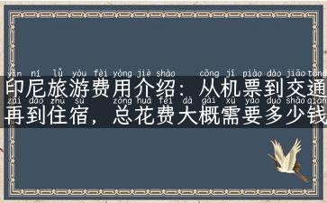 印尼旅游费用介绍：从机票到交通再到住宿，总花费大概需要多少钱？