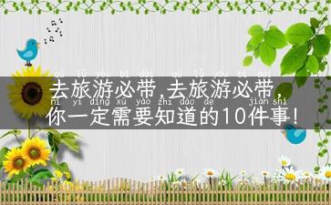 去旅游必带,去旅游必带，你一定需要知道的10件事！