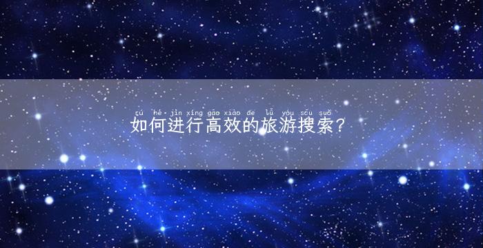 如何进行高效的旅游搜索？