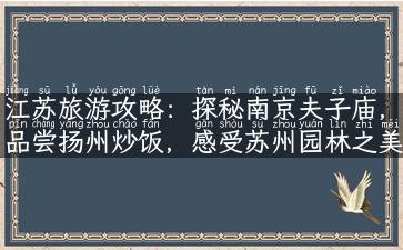 江苏旅游攻略：探秘南京夫子庙，品尝扬州炒饭，感受苏州园林之美