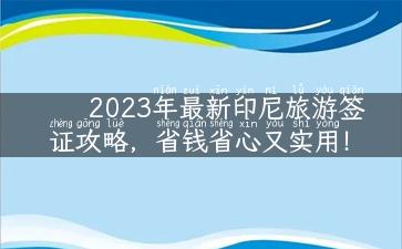 2023年最新印尼旅游签证攻略，省钱省心又实用！