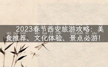 2023春节西安旅游攻略：美食推荐、文化体验、景点必游！